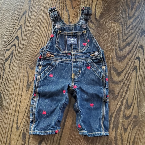 Oshkosh Blue Denim Overals w/Train Embroidery 3M